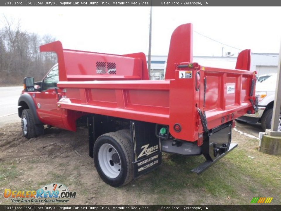 2015 Ford F550 Super Duty XL Regular Cab 4x4 Dump Truck Vermillion Red / Steel Photo #8