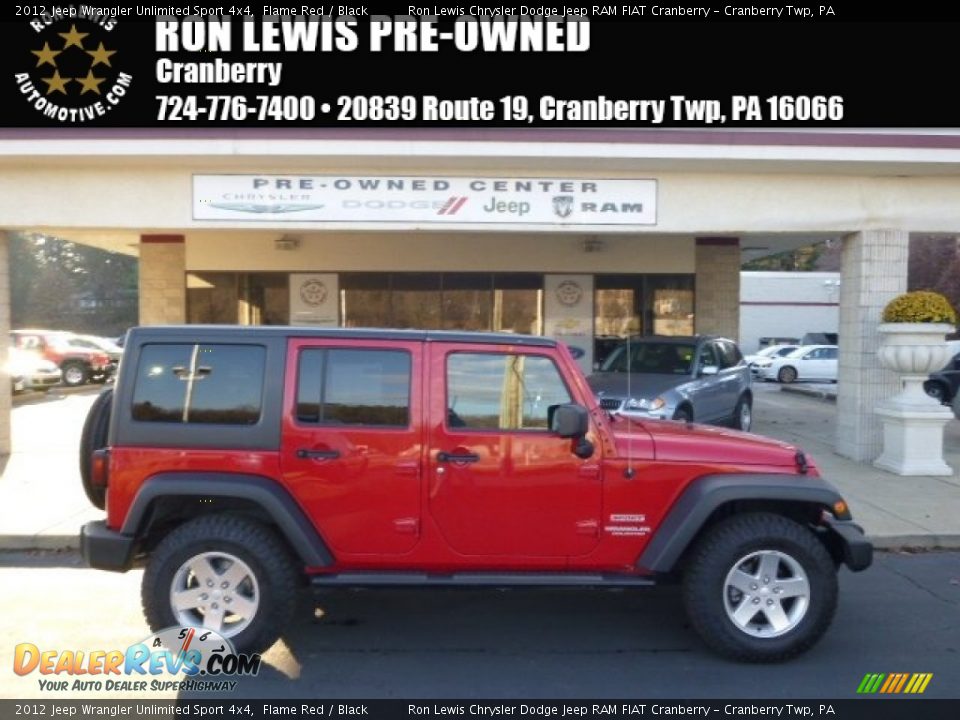 2012 Jeep Wrangler Unlimited Sport 4x4 Flame Red / Black Photo #1