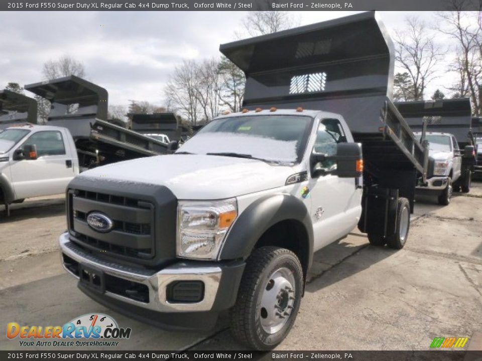 2015 Ford F550 Super Duty XL Regular Cab 4x4 Dump Truck Oxford White / Steel Photo #2