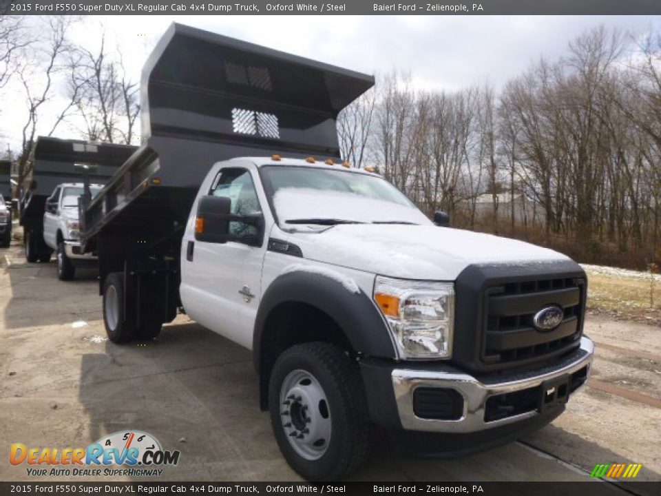 2015 Ford F550 Super Duty XL Regular Cab 4x4 Dump Truck Oxford White / Steel Photo #4