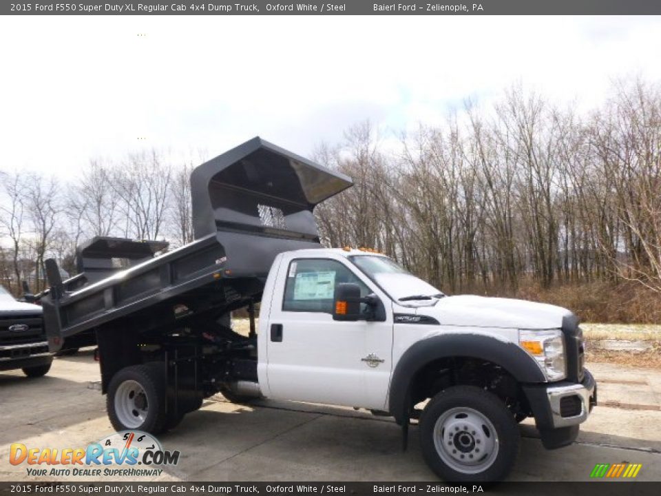 2015 Ford F550 Super Duty XL Regular Cab 4x4 Dump Truck Oxford White / Steel Photo #5