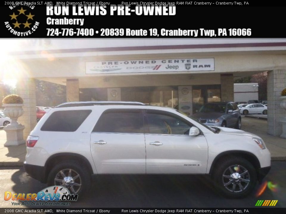 2008 GMC Acadia SLT AWD White Diamond Tricoat / Ebony Photo #1