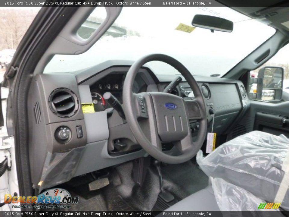 2015 Ford F550 Super Duty XL Regular Cab 4x4 Dump Truck Oxford White / Steel Photo #11