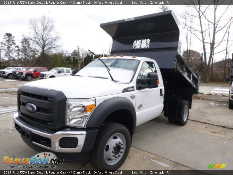 2015 Ford F550 Super Duty XL Regular Cab 4x4 Dump Truck Oxford White / Steel Photo #2
