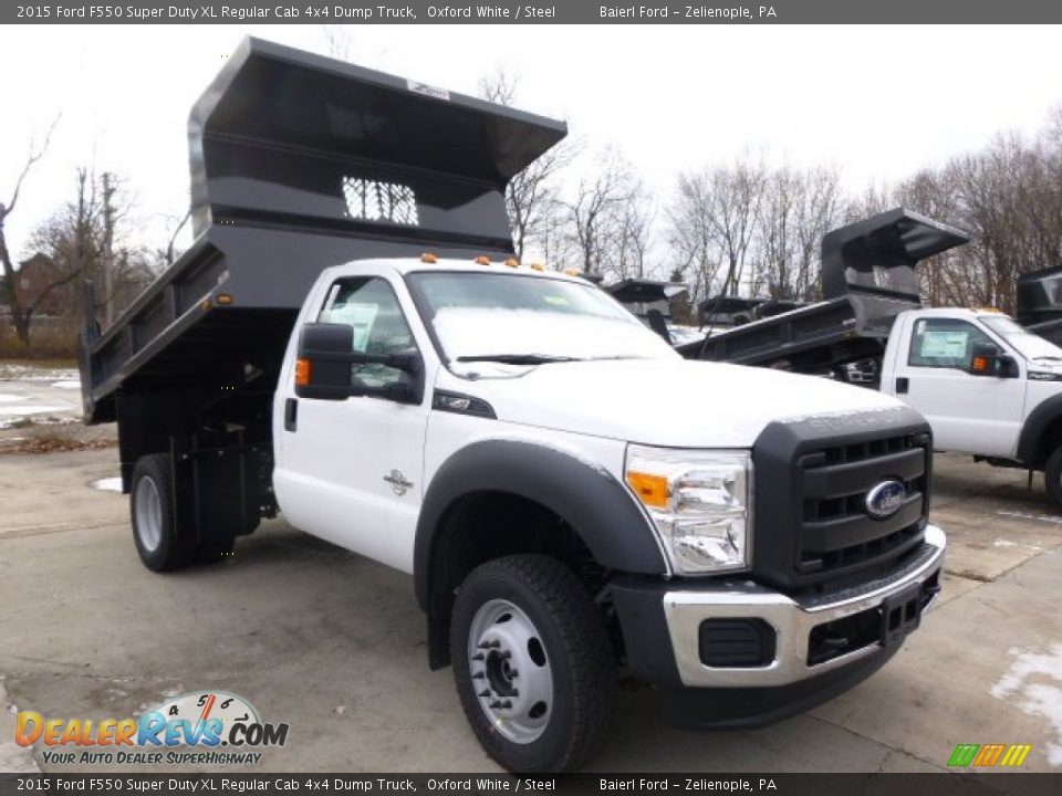 2015 Ford F550 Super Duty XL Regular Cab 4x4 Dump Truck Oxford White / Steel Photo #4