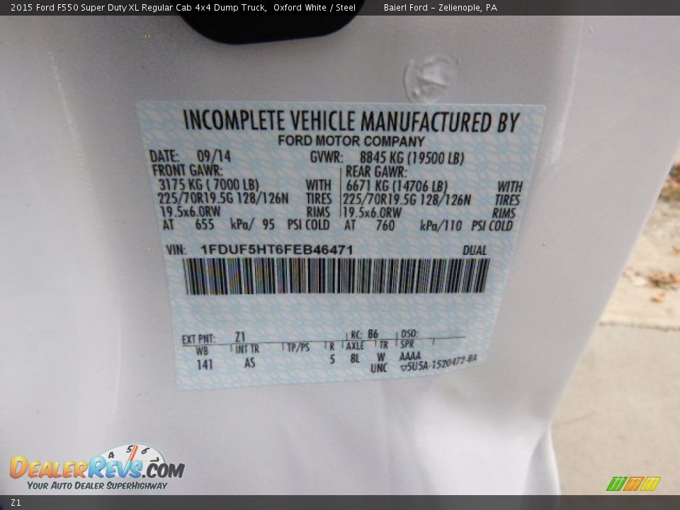 Ford Color Code Z1 Oxford White