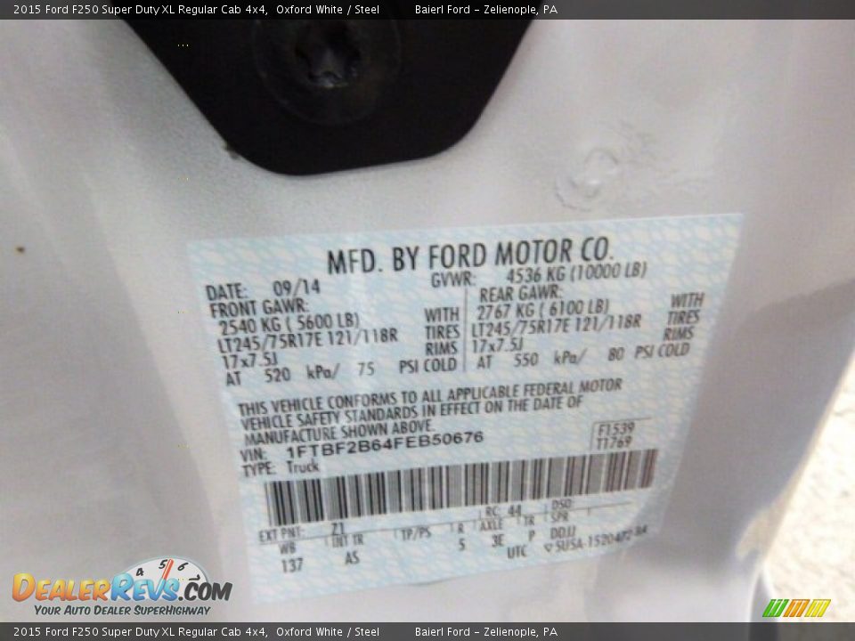 2015 Ford F250 Super Duty XL Regular Cab 4x4 Oxford White / Steel Photo #20