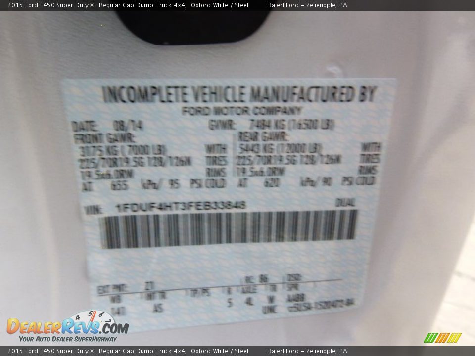 2015 Ford F450 Super Duty XL Regular Cab Dump Truck 4x4 Oxford White / Steel Photo #20