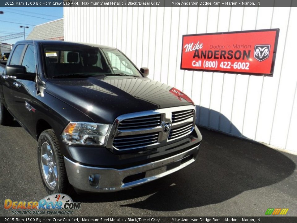 2015 Ram 1500 Big Horn Crew Cab 4x4 Maximum Steel Metallic / Black/Diesel Gray Photo #1