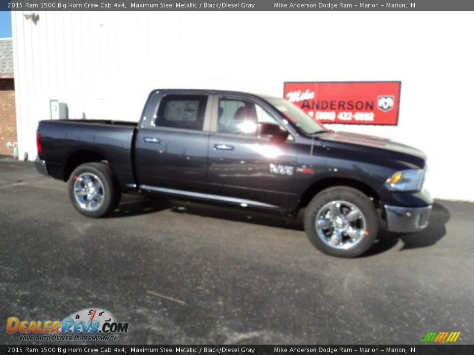 2015 Ram 1500 Big Horn Crew Cab 4x4 Maximum Steel Metallic / Black/Diesel Gray Photo #2