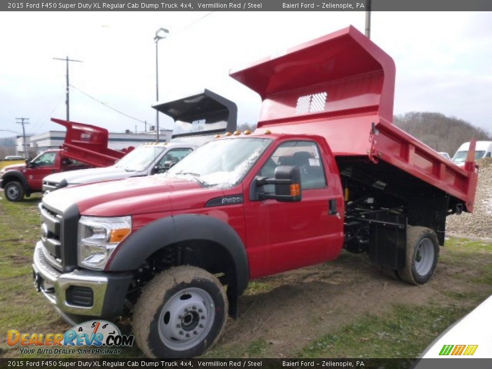 Front 3/4 View of 2015 Ford F450 Super Duty XL Regular Cab Dump Truck 4x4 Photo #1
