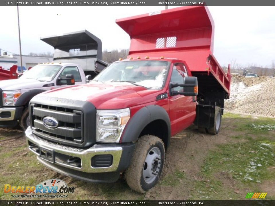 2015 Ford F450 Super Duty XL Regular Cab Dump Truck 4x4 Vermillion Red / Steel Photo #2