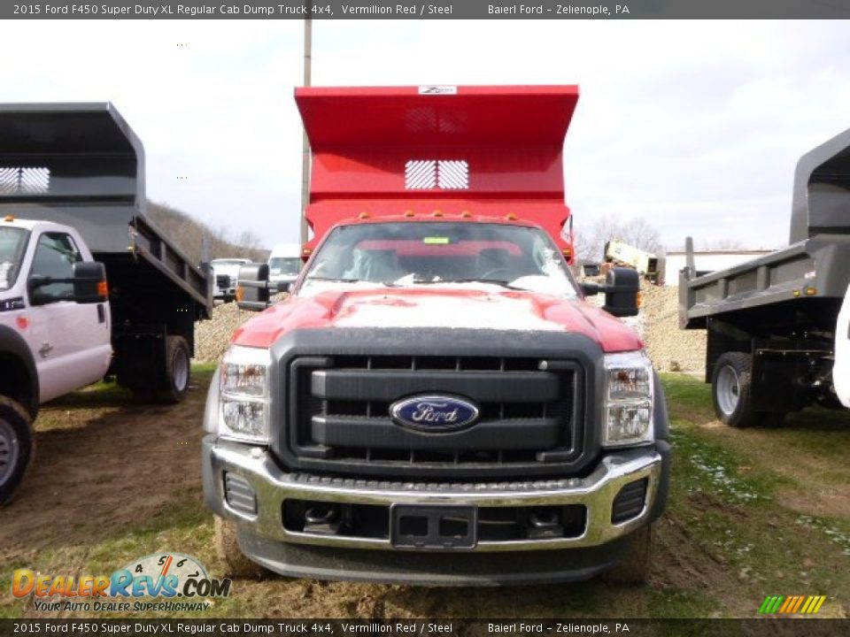 2015 Ford F450 Super Duty XL Regular Cab Dump Truck 4x4 Vermillion Red / Steel Photo #3