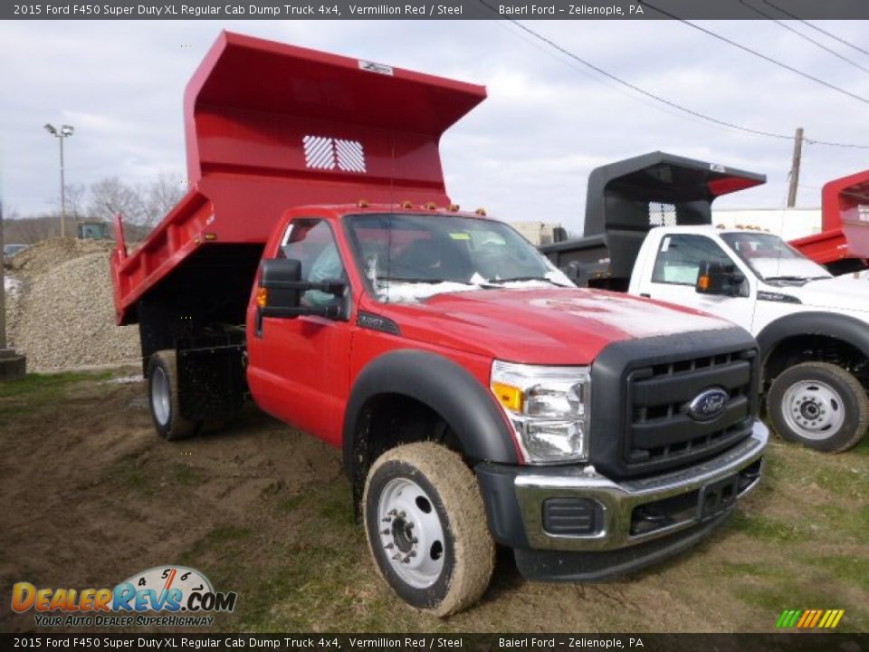2015 Ford F450 Super Duty XL Regular Cab Dump Truck 4x4 Vermillion Red / Steel Photo #4
