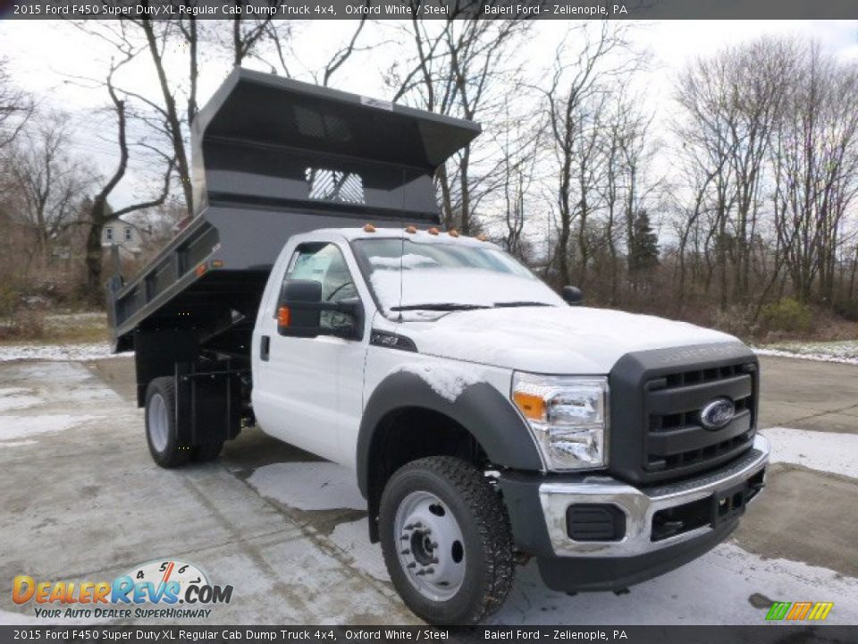 2015 Ford F450 Super Duty XL Regular Cab Dump Truck 4x4 Oxford White / Steel Photo #4
