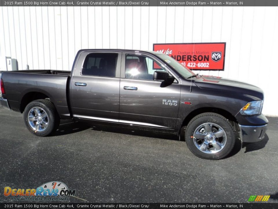 2015 Ram 1500 Big Horn Crew Cab 4x4 Granite Crystal Metallic / Black/Diesel Gray Photo #2