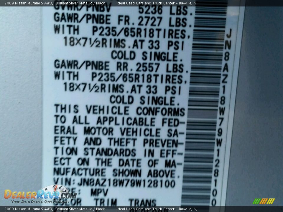 2009 Nissan Murano S AWD Brilliant Silver Metallic / Black Photo #27