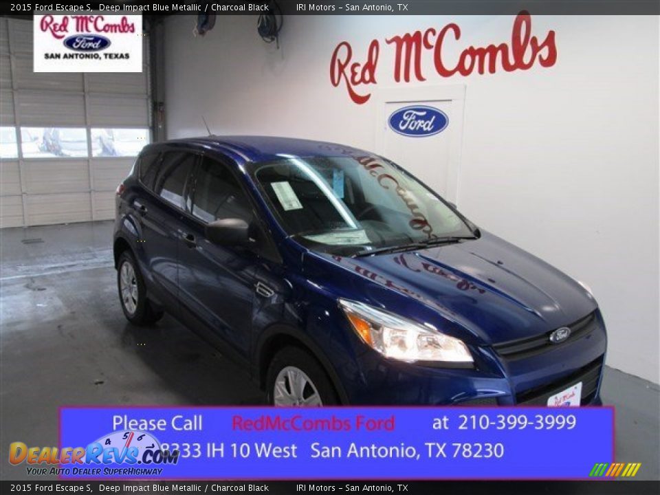 2015 Ford Escape S Deep Impact Blue Metallic / Charcoal Black Photo #1