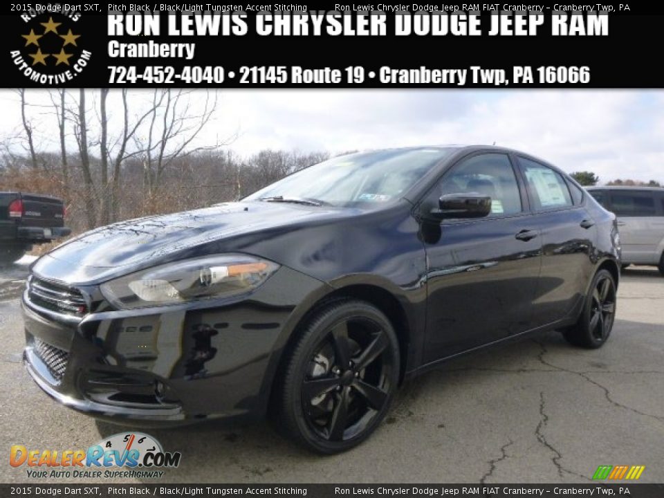 2015 Dodge Dart SXT Pitch Black / Black/Light Tungsten Accent Stitching Photo #1