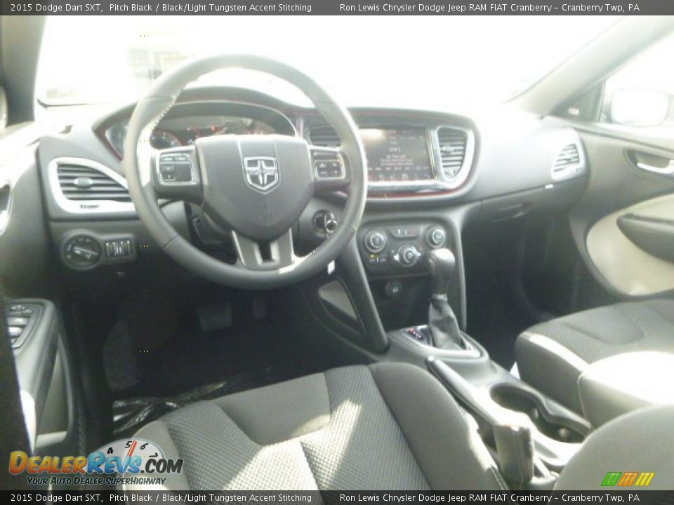 2015 Dodge Dart SXT Pitch Black / Black/Light Tungsten Accent Stitching Photo #13