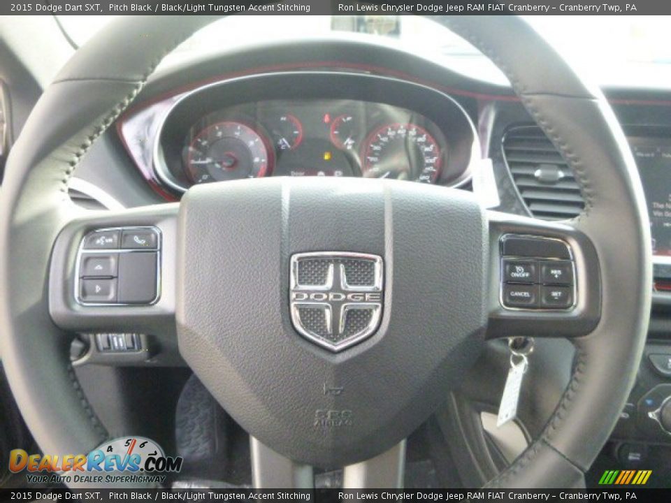 2015 Dodge Dart SXT Pitch Black / Black/Light Tungsten Accent Stitching Photo #19