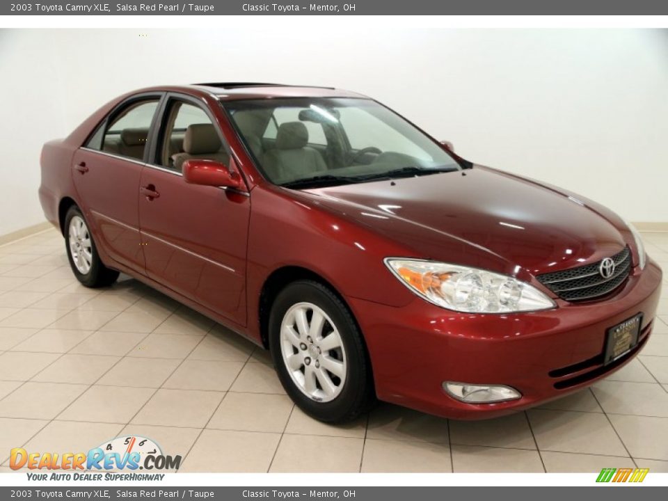 2003 Toyota Camry XLE Salsa Red Pearl / Taupe Photo #1