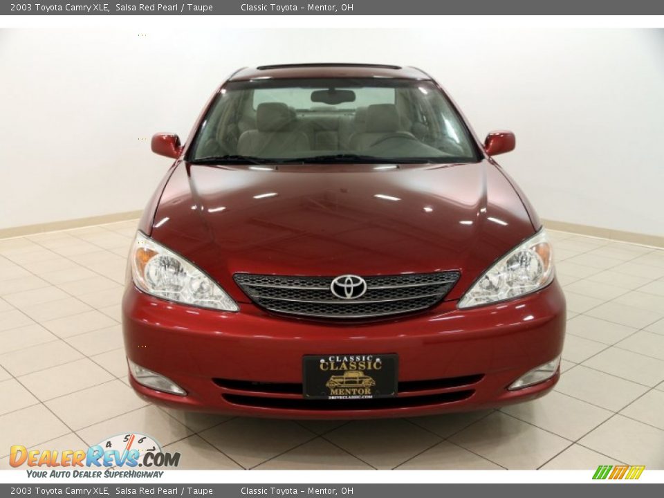 2003 Toyota Camry XLE Salsa Red Pearl / Taupe Photo #2