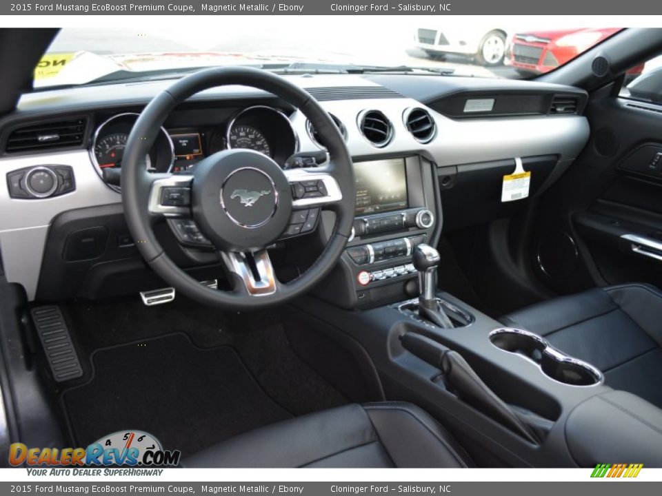 Ebony Interior - 2015 Ford Mustang EcoBoost Premium Coupe Photo #7