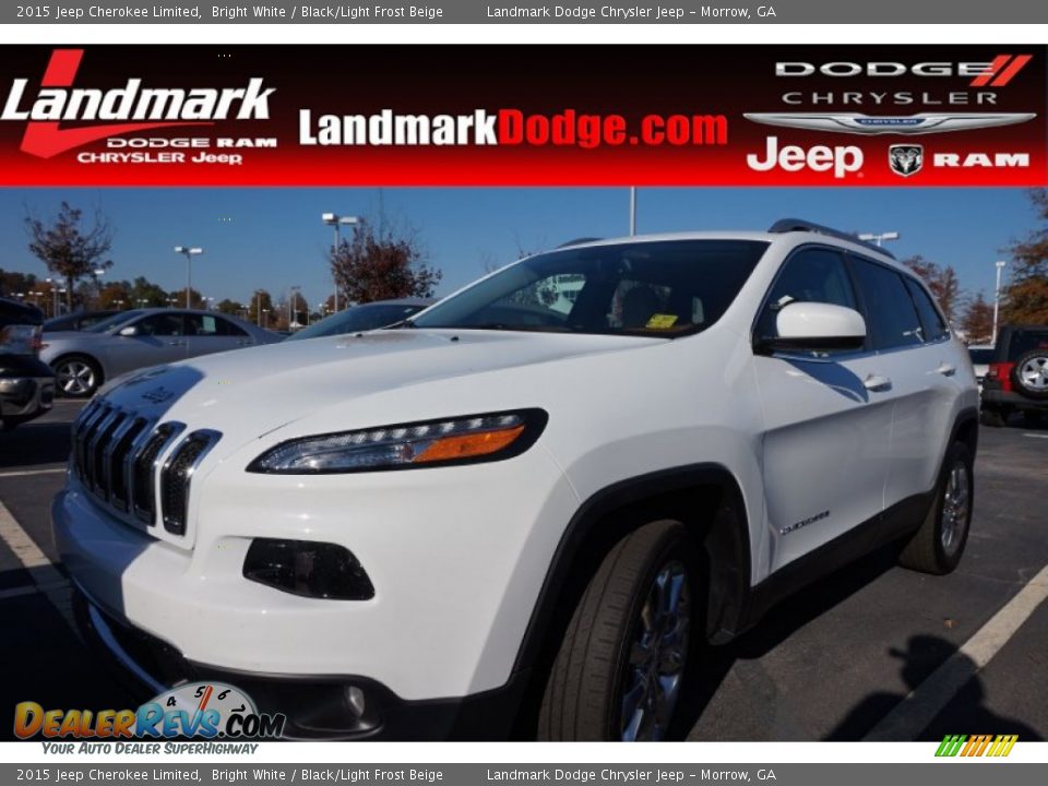 2015 Jeep Cherokee Limited Bright White / Black/Light Frost Beige Photo #1