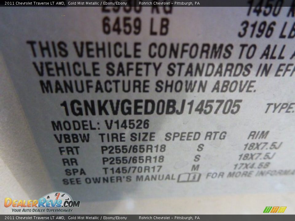 2011 Chevrolet Traverse LT AWD Gold Mist Metallic / Ebony/Ebony Photo #3