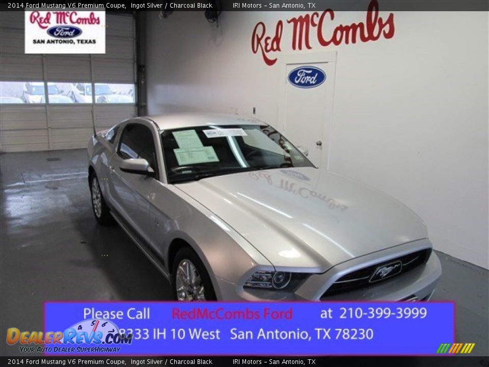 2014 Ford Mustang V6 Premium Coupe Ingot Silver / Charcoal Black Photo #1