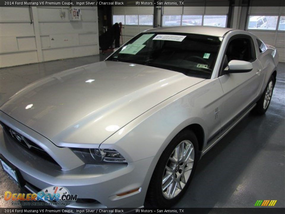 2014 Ford Mustang V6 Premium Coupe Ingot Silver / Charcoal Black Photo #3