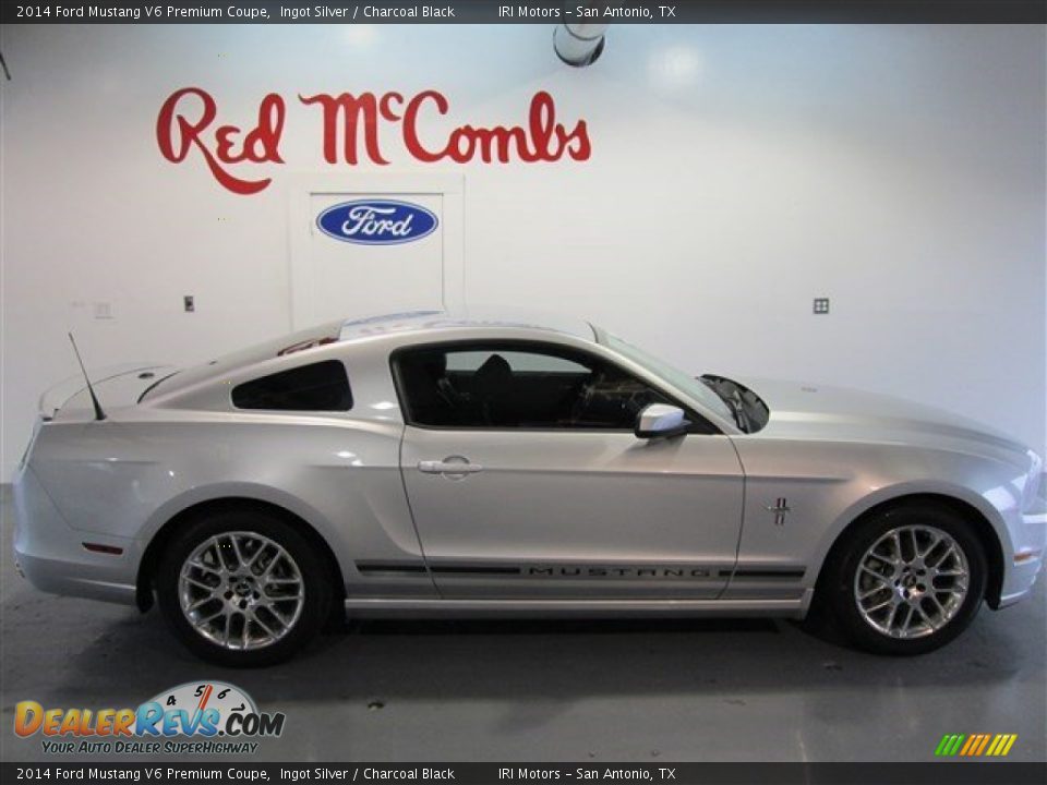 2014 Ford Mustang V6 Premium Coupe Ingot Silver / Charcoal Black Photo #6
