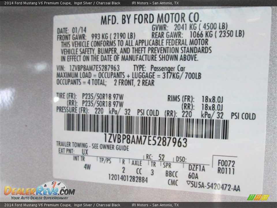 2014 Ford Mustang V6 Premium Coupe Ingot Silver / Charcoal Black Photo #12