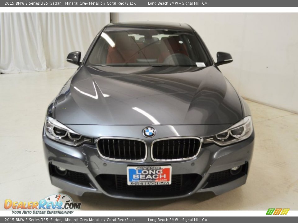 2015 BMW 3 Series 335i Sedan Mineral Grey Metallic / Coral Red/Black Photo #4