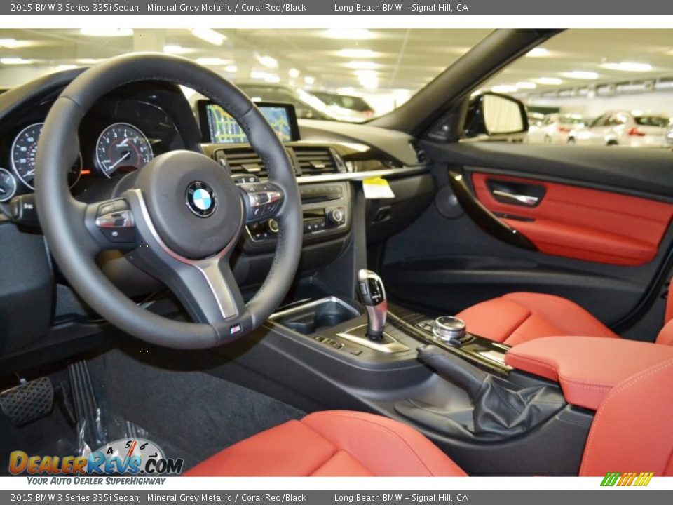2015 BMW 3 Series 335i Sedan Mineral Grey Metallic / Coral Red/Black Photo #6