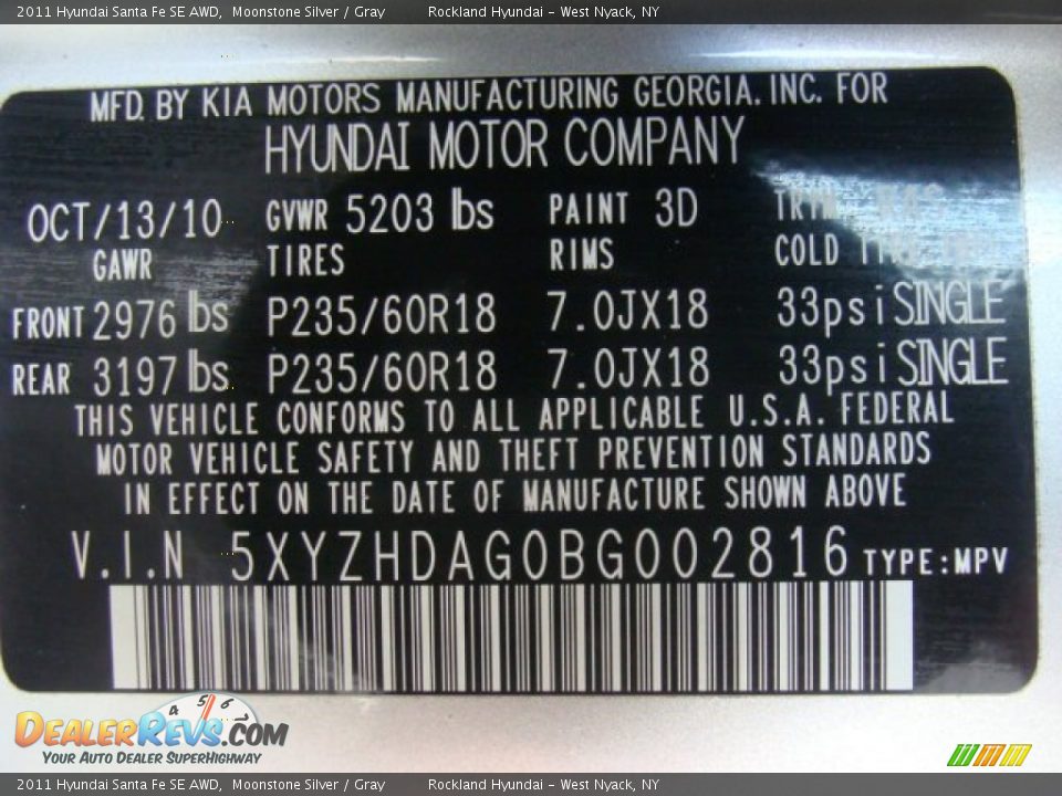 2011 Hyundai Santa Fe SE AWD Moonstone Silver / Gray Photo #30