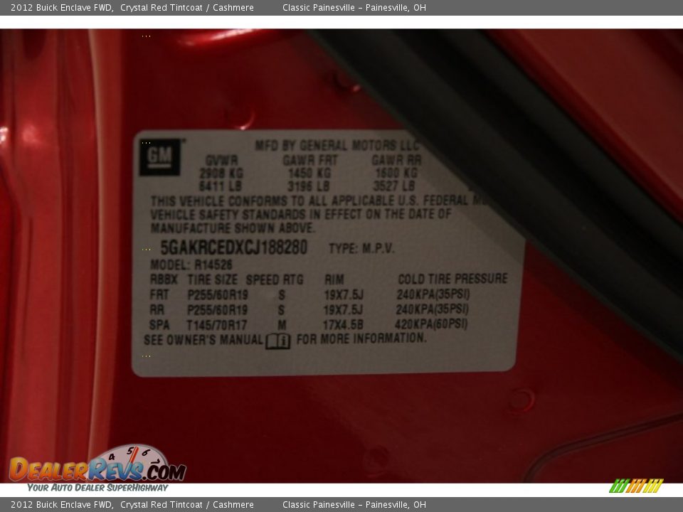 2012 Buick Enclave FWD Crystal Red Tintcoat / Cashmere Photo #16