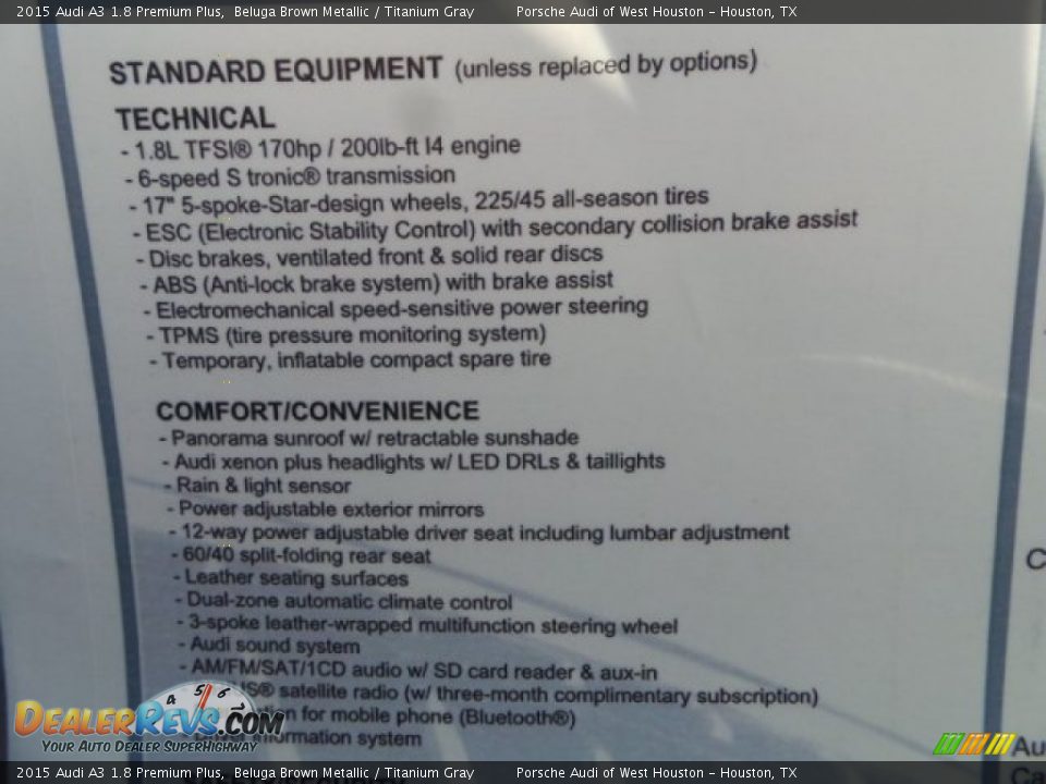 2015 Audi A3 1.8 Premium Plus Beluga Brown Metallic / Titanium Gray Photo #30