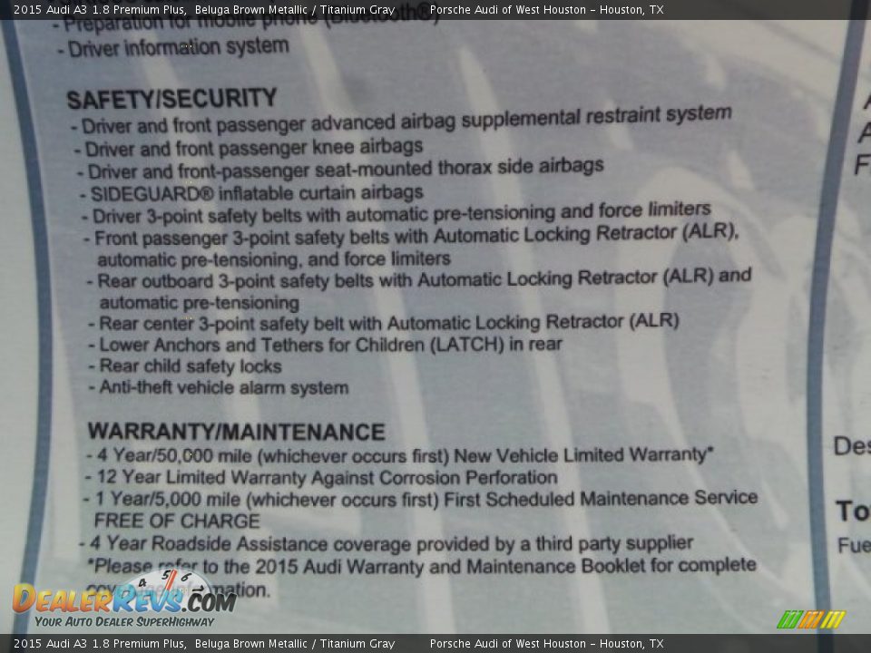 2015 Audi A3 1.8 Premium Plus Beluga Brown Metallic / Titanium Gray Photo #31