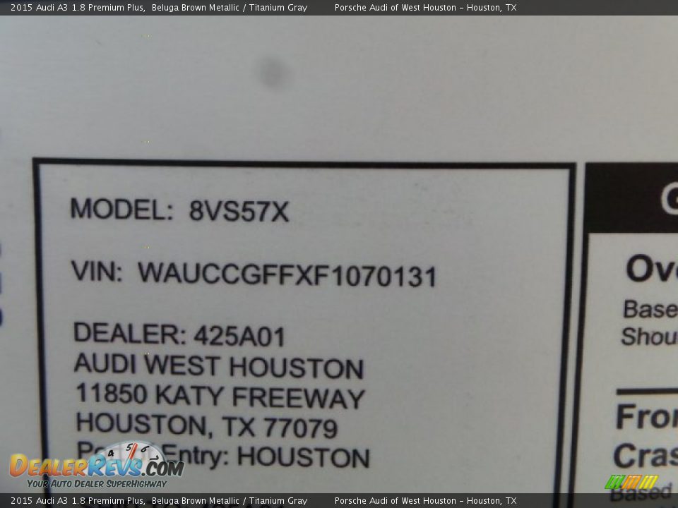 2015 Audi A3 1.8 Premium Plus Beluga Brown Metallic / Titanium Gray Photo #32