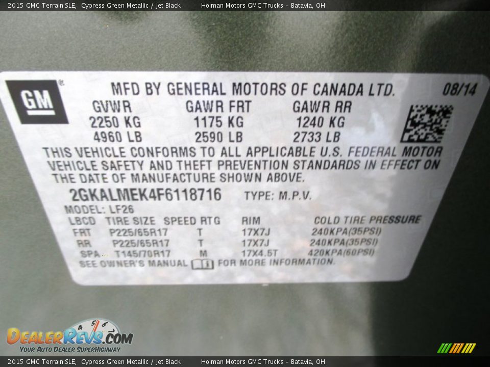 2015 GMC Terrain SLE Cypress Green Metallic / Jet Black Photo #4