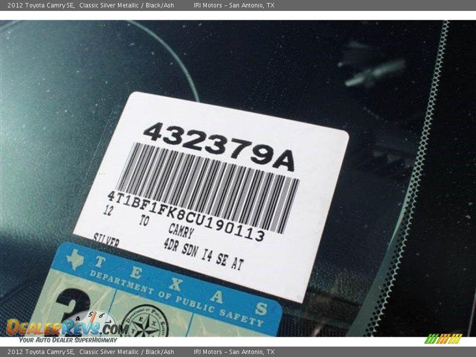 2012 Toyota Camry SE Classic Silver Metallic / Black/Ash Photo #17