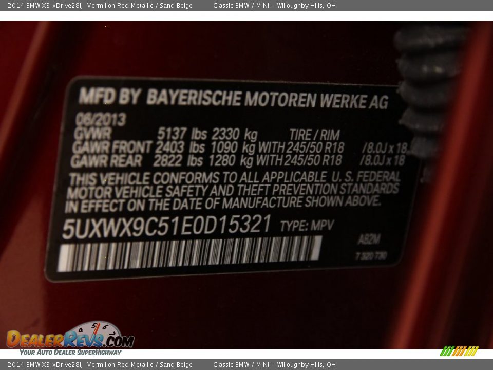 2014 BMW X3 xDrive28i Vermilion Red Metallic / Sand Beige Photo #31