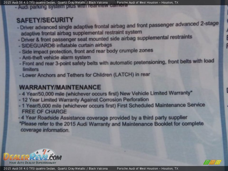 2015 Audi S6 4.0 TFSI quattro Sedan Quartz Gray Metallic / Black Valcona Photo #35