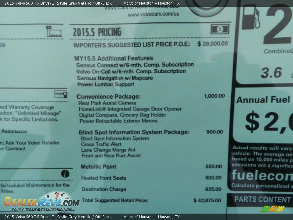 2015 Volvo S60 T6 Drive-E Savile Grey Metallic / Off-Black Photo #28