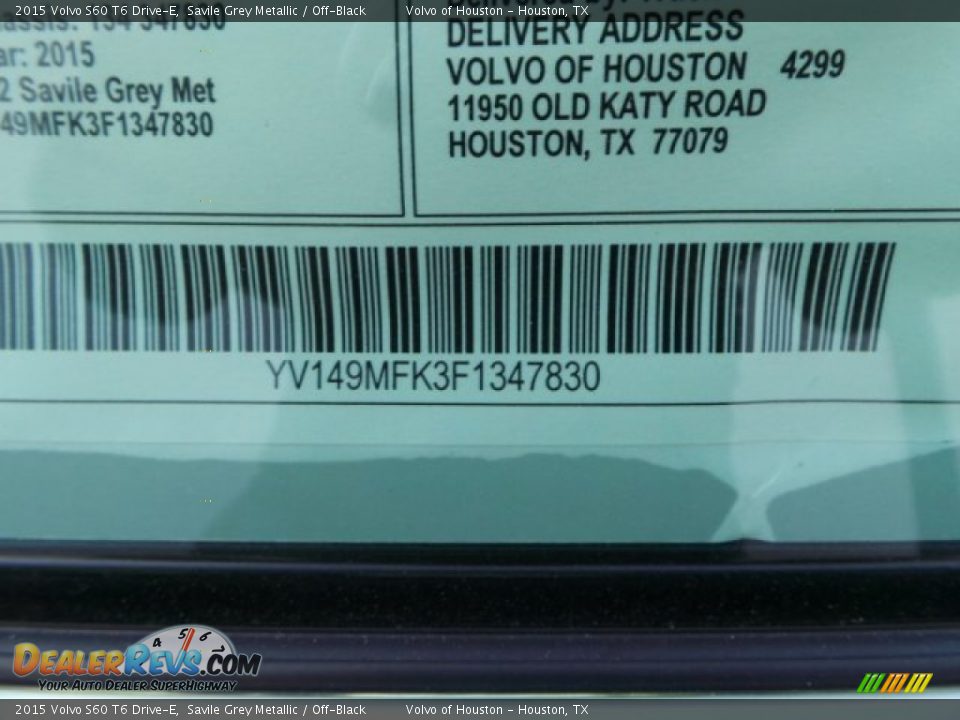 2015 Volvo S60 T6 Drive-E Savile Grey Metallic / Off-Black Photo #31