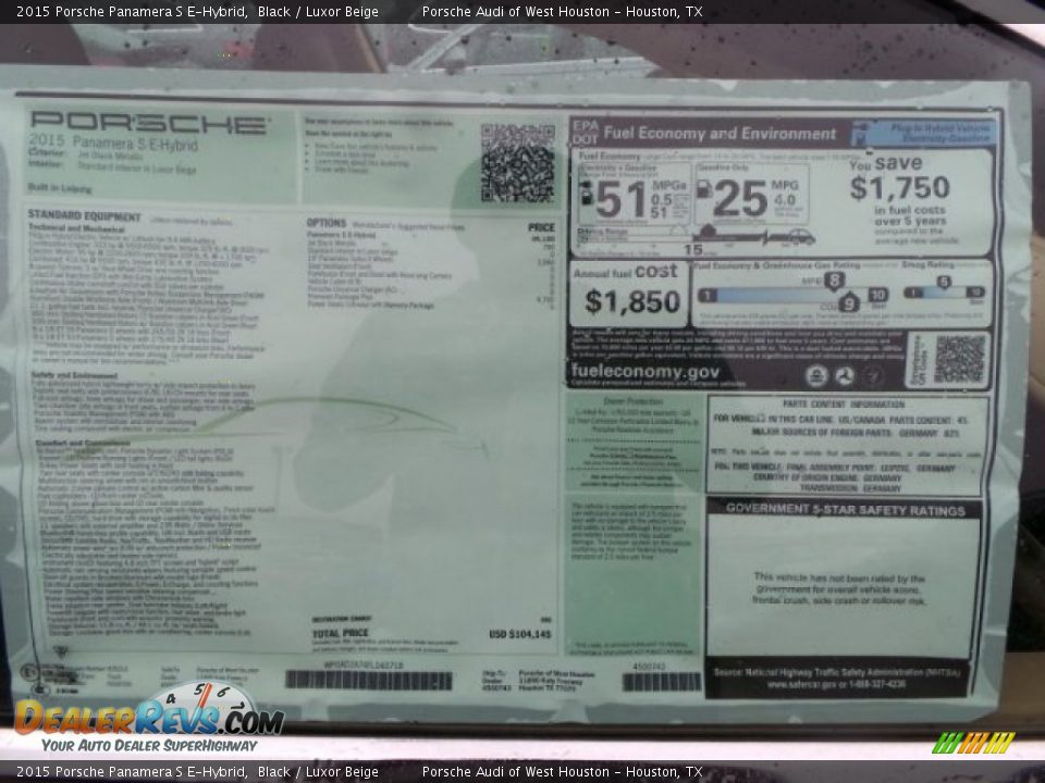 2015 Porsche Panamera S E-Hybrid Window Sticker Photo #32