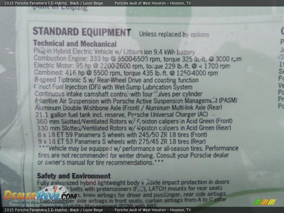 2015 Porsche Panamera S E-Hybrid Window Sticker Photo #34