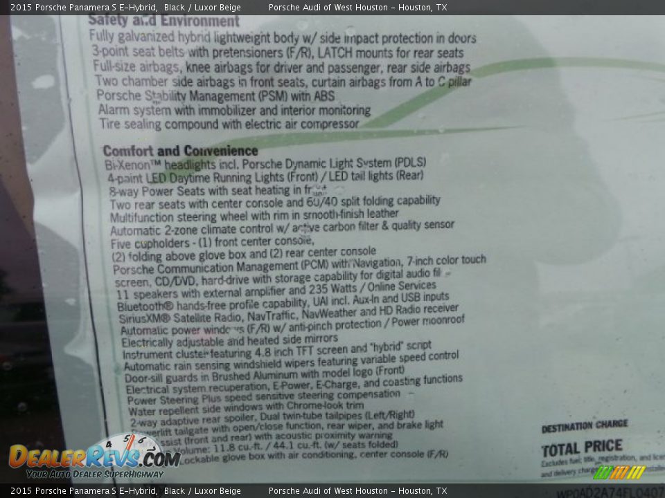 2015 Porsche Panamera S E-Hybrid Window Sticker Photo #35